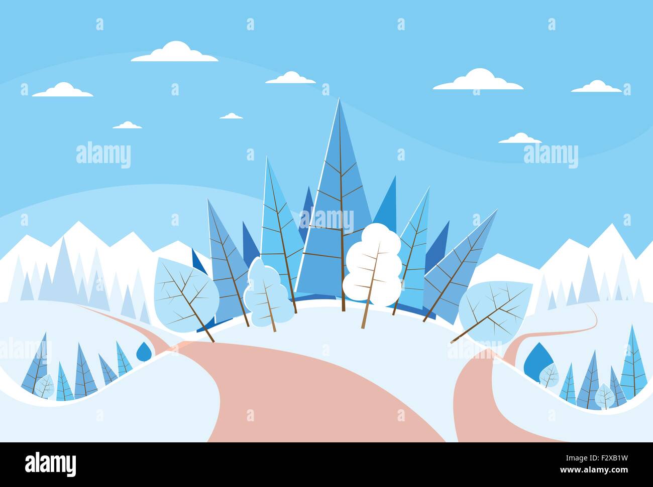 Winter Forest Landscape Christmas Background, Pine Snow Trees Woods ...