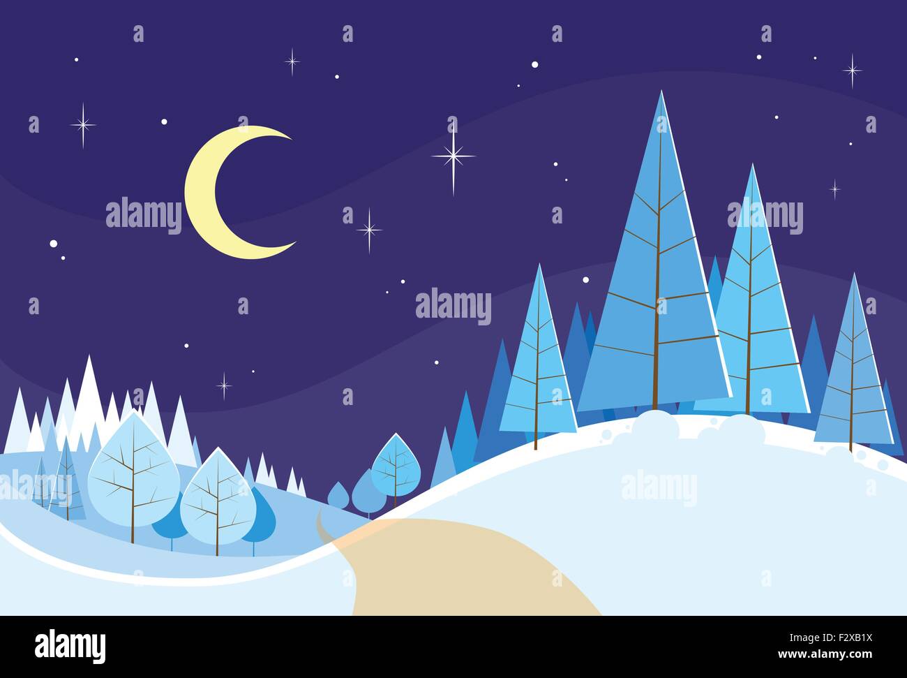 Winter Forest Landscape Christmas Background, Pine Snow Trees Woods ...