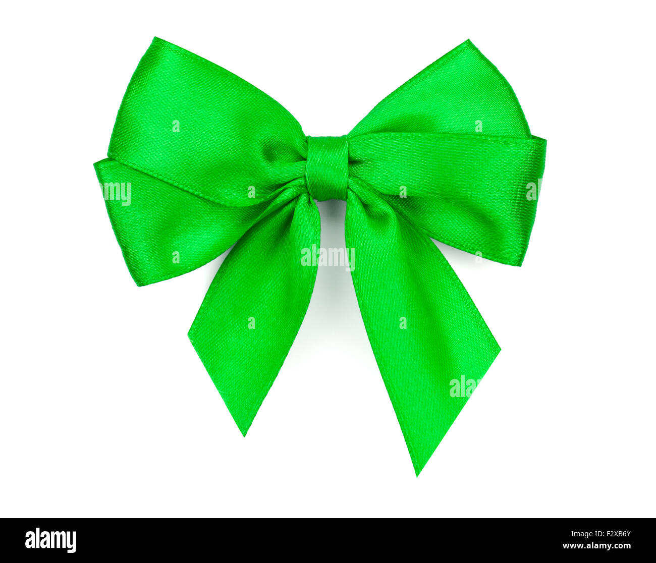 Green ribbon with bow. Isolated on white background Stock Photo - Alamy