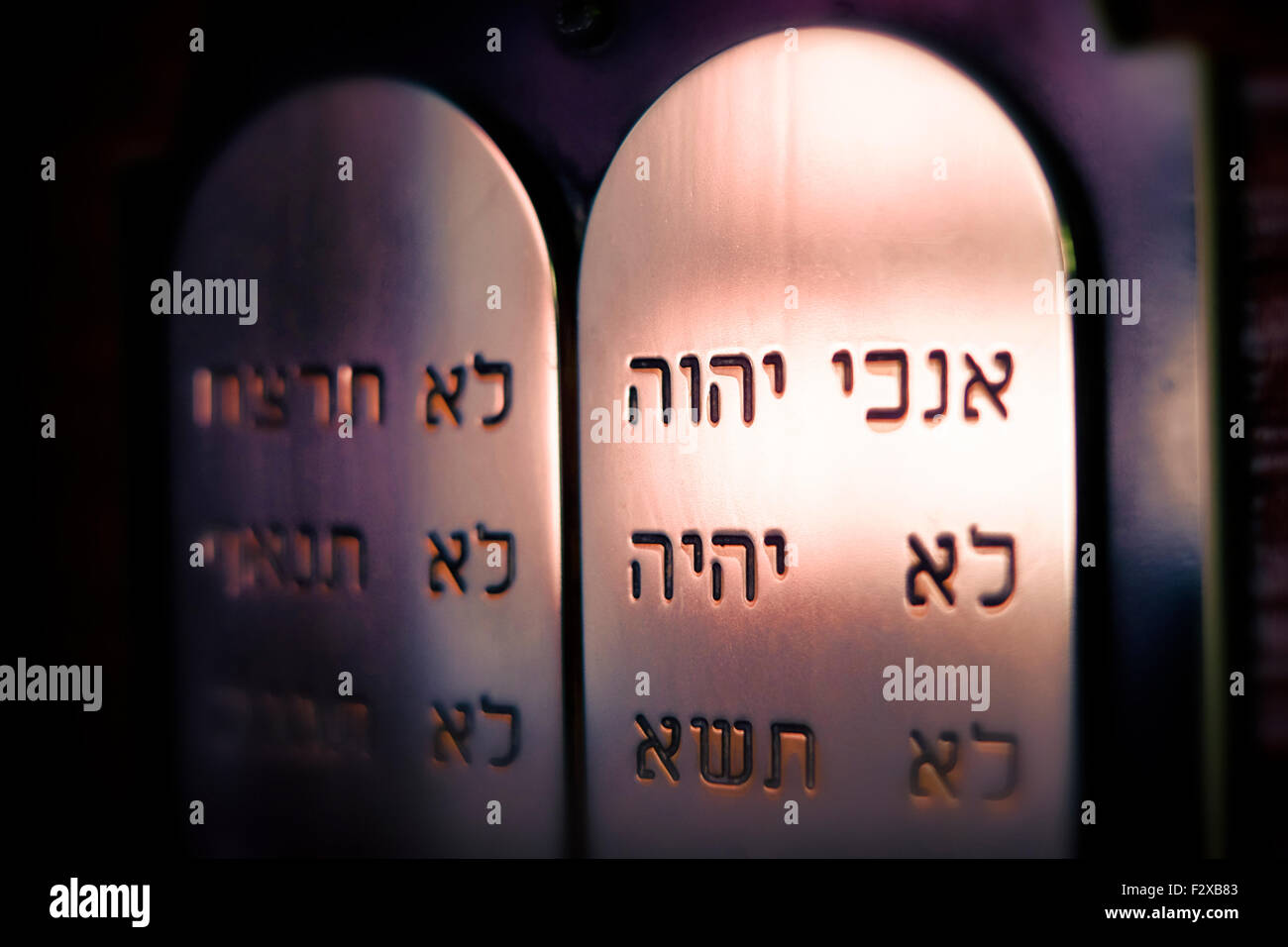 The Mezuzah in form of the ten commandments in a Karaite synagogue in