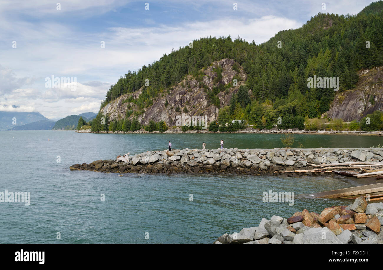 Beautiful rocky shoreline and forests at Porteau Cove Provincial Park ...