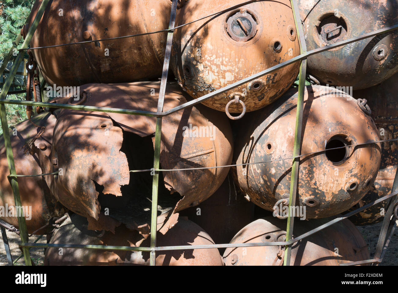 Rusty Naval Mine Shells on Naissaar Island in Estonia Stock Photo - Alamy