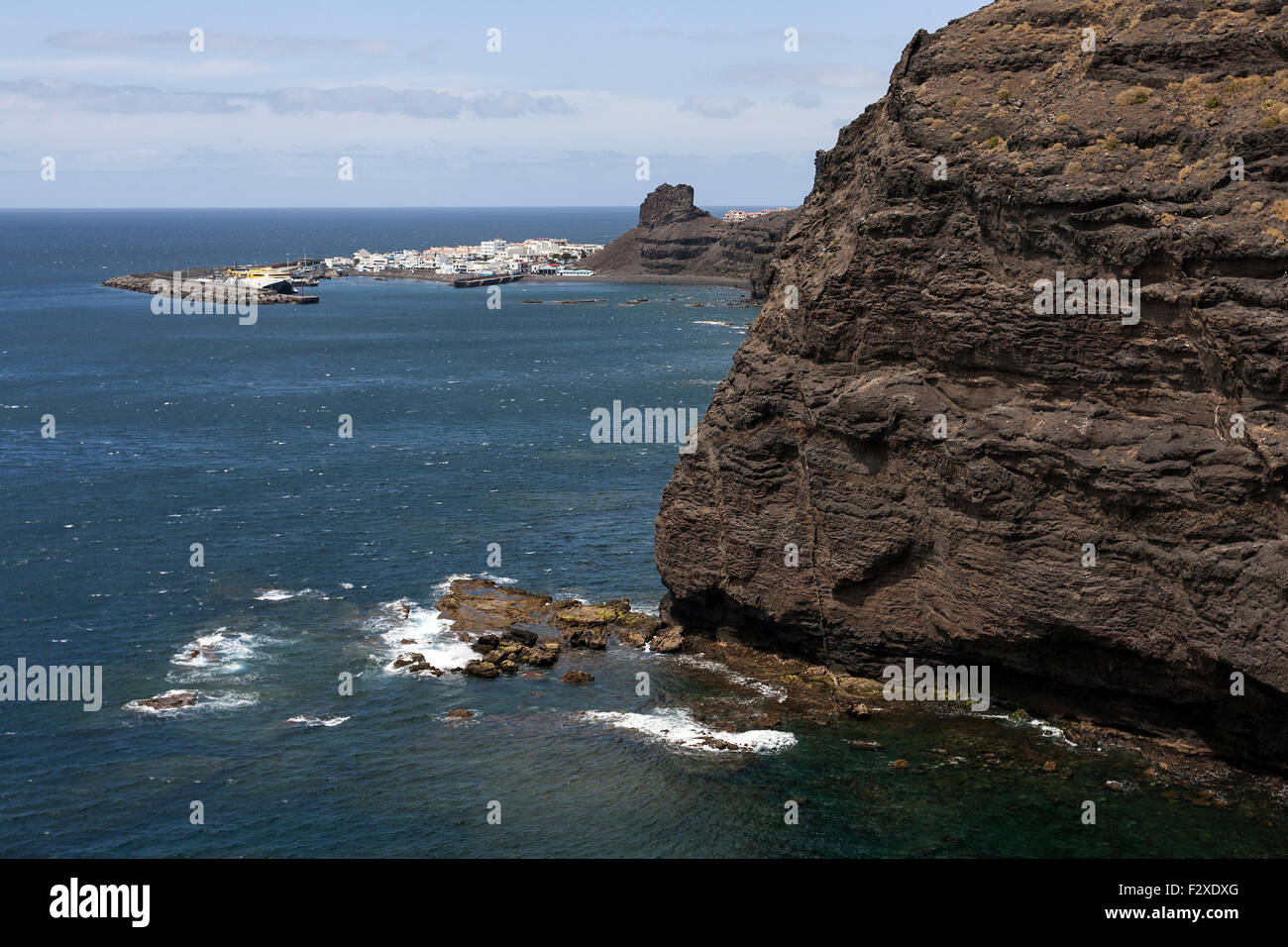 View of the rocky coast and Puerto de las Nieves, Gran Canaria, Canary Islands, Spain Stock Photo