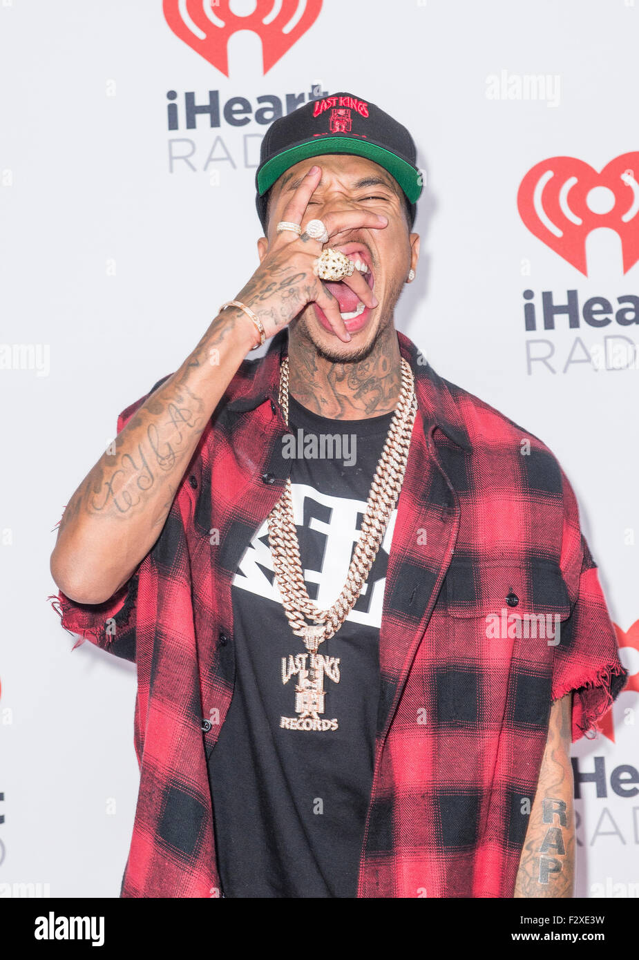 Rapper Tyga attends the 2015 iHeartRadio Music Festival in Las Vegas Stock Photo