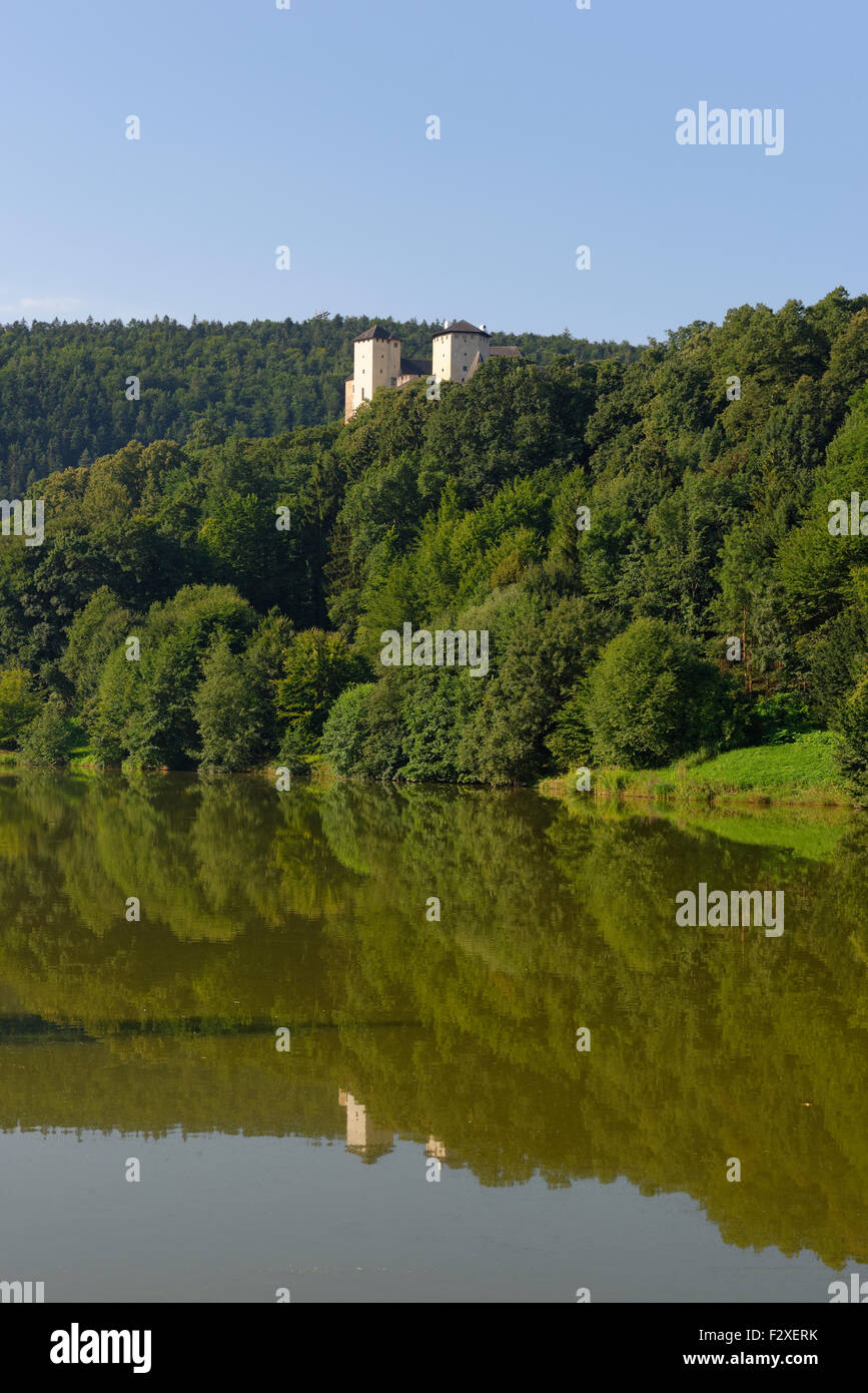 Burg Lockenhaus castle and castle lake, Kőszeg mountains, Oberpullendorf District, Burgenland, Austria Stock Photo
