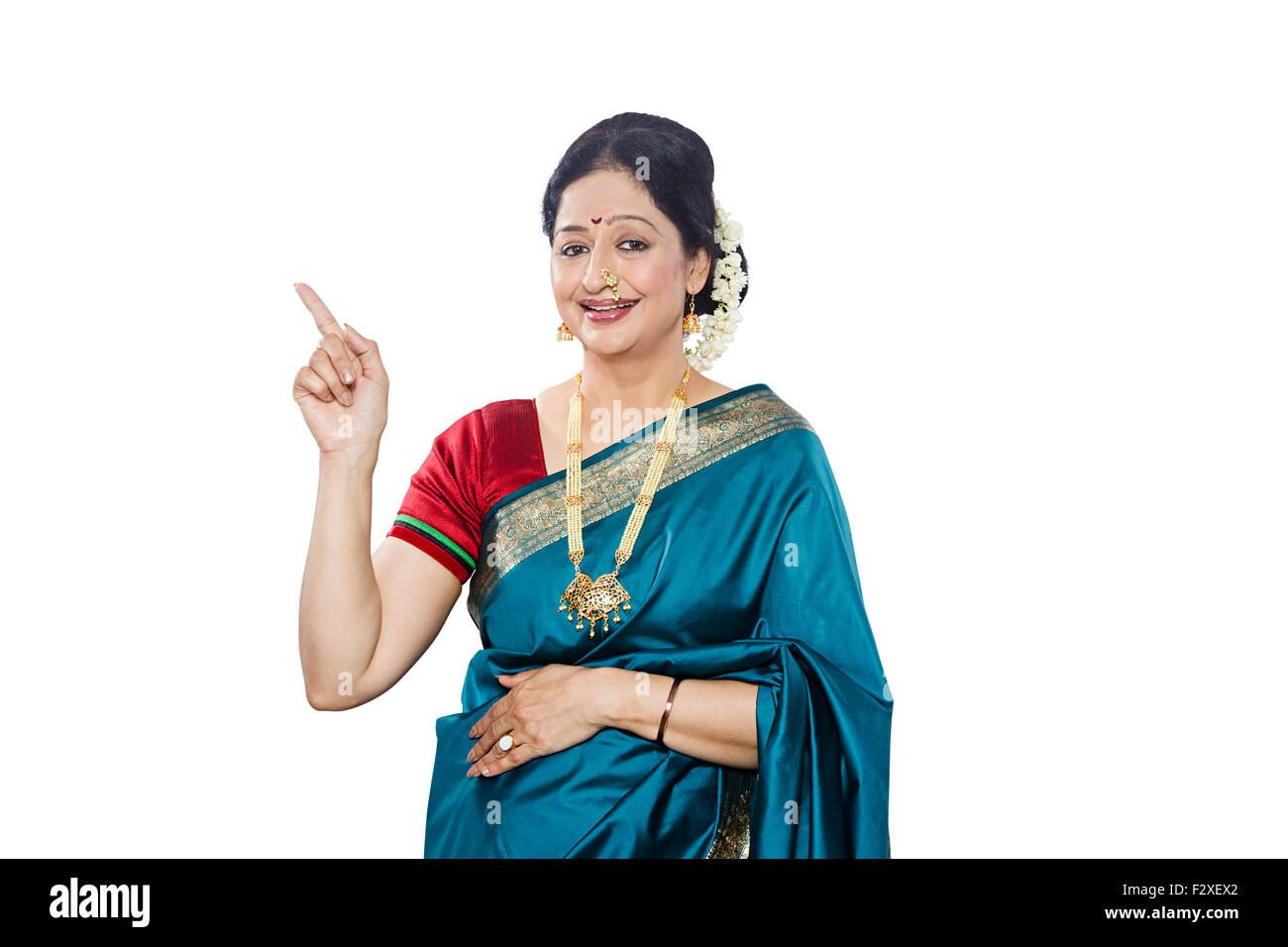 1 indian Marathi Adult Woman diwali Festival finger pointing showing