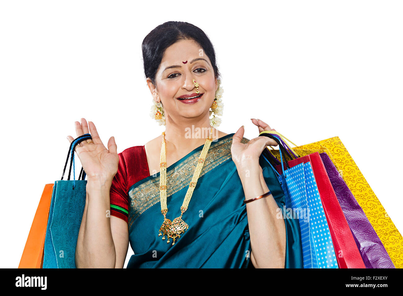 1 indian Marathi Adult Woman diwali Shopping Stock Photo