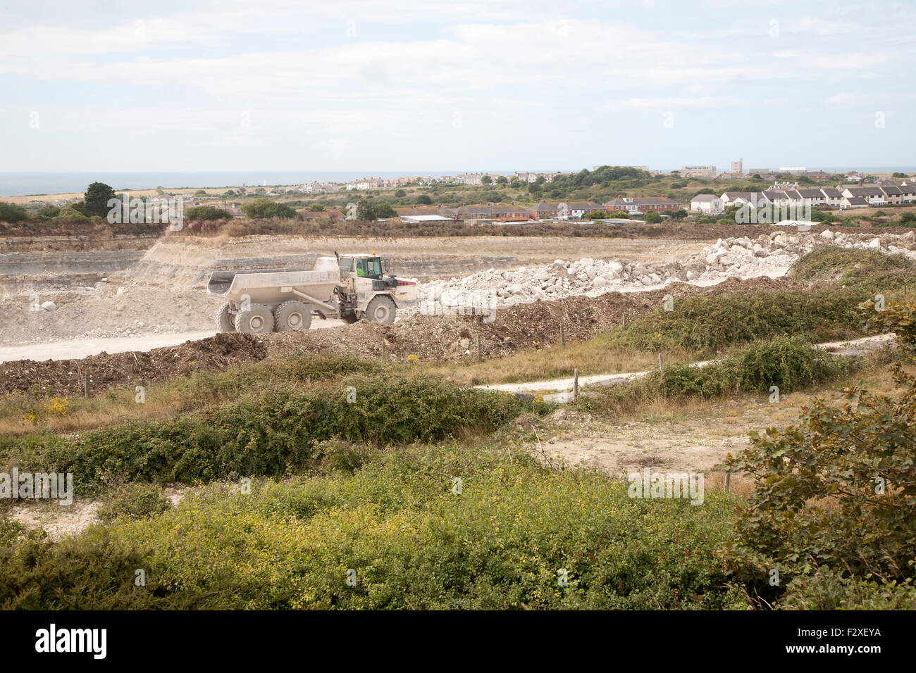 Working stone quarry, Easton, Isle of Portland, Dorset, England, UK