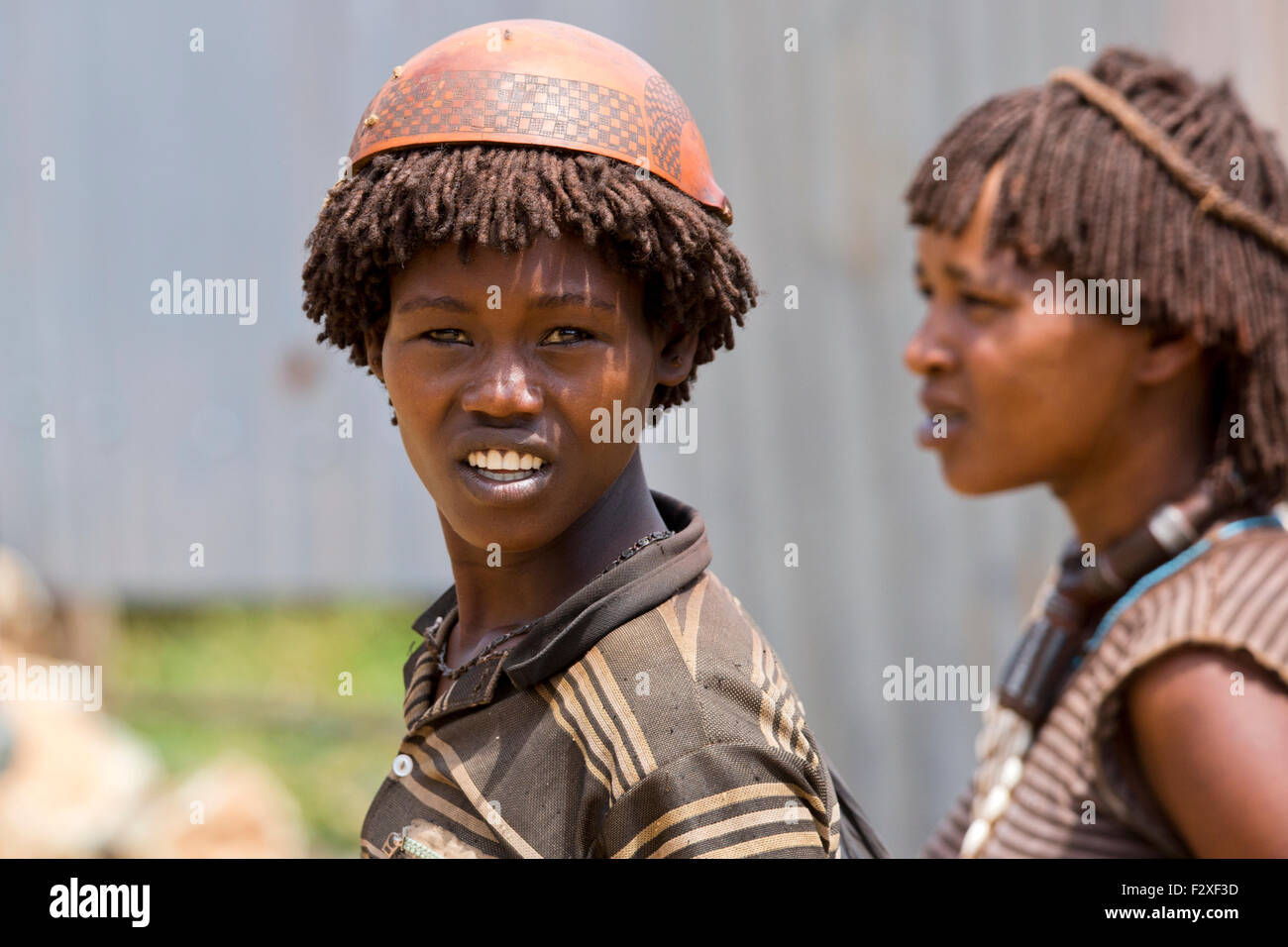 Africa, Ethiopia, Omo region, Ari Tribe child at the cattle market Stock Photo