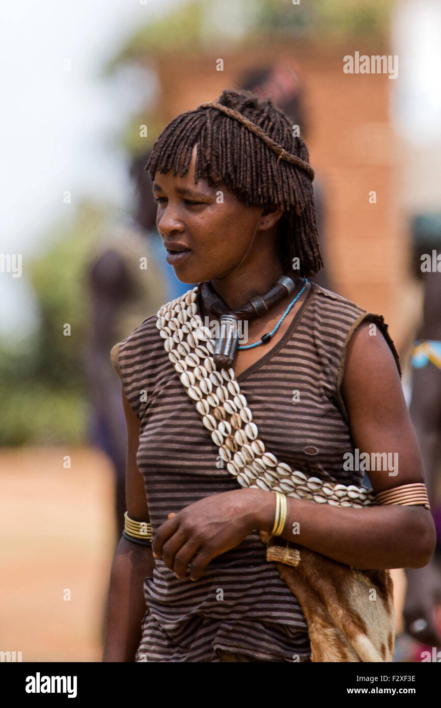 Africa, Ethiopia, Omo region, Ari Tribe woman Photographed at the cattle market Stock Photo