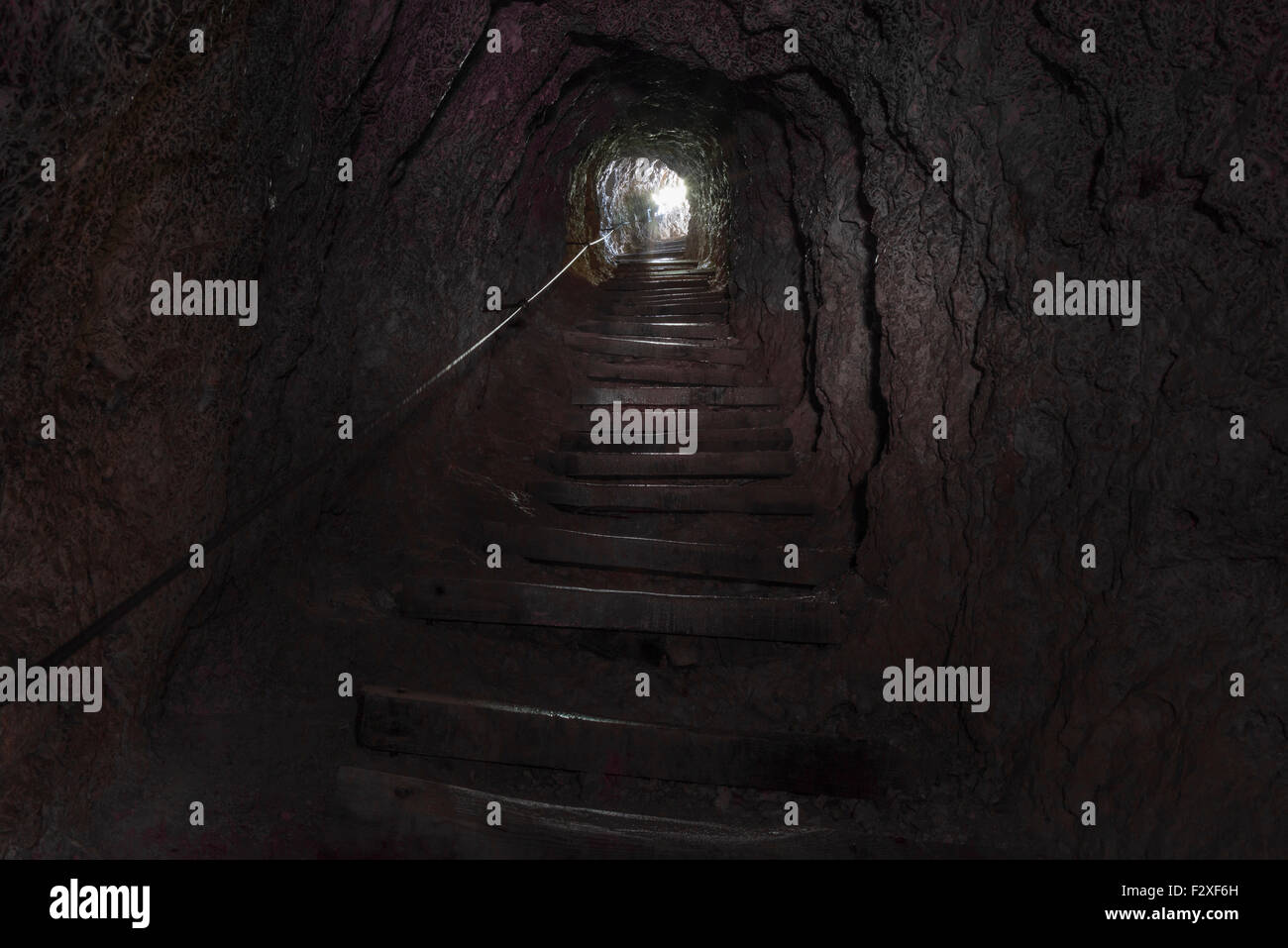 Rock tunnel, WWI openair museum, long tunnel leading through Lagazuoi