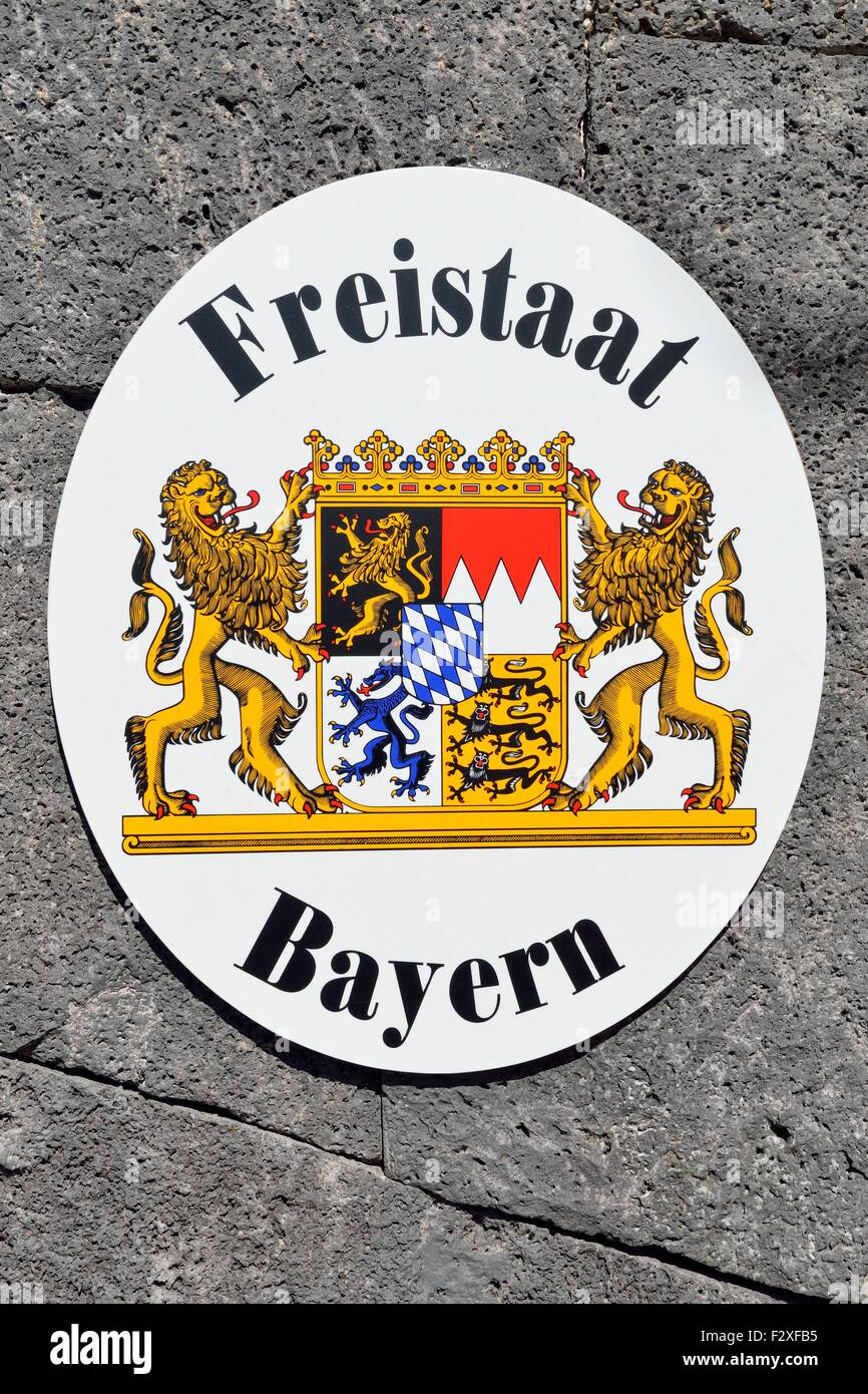 Border sign, Free State of Bavaria, Germany Stock Photo