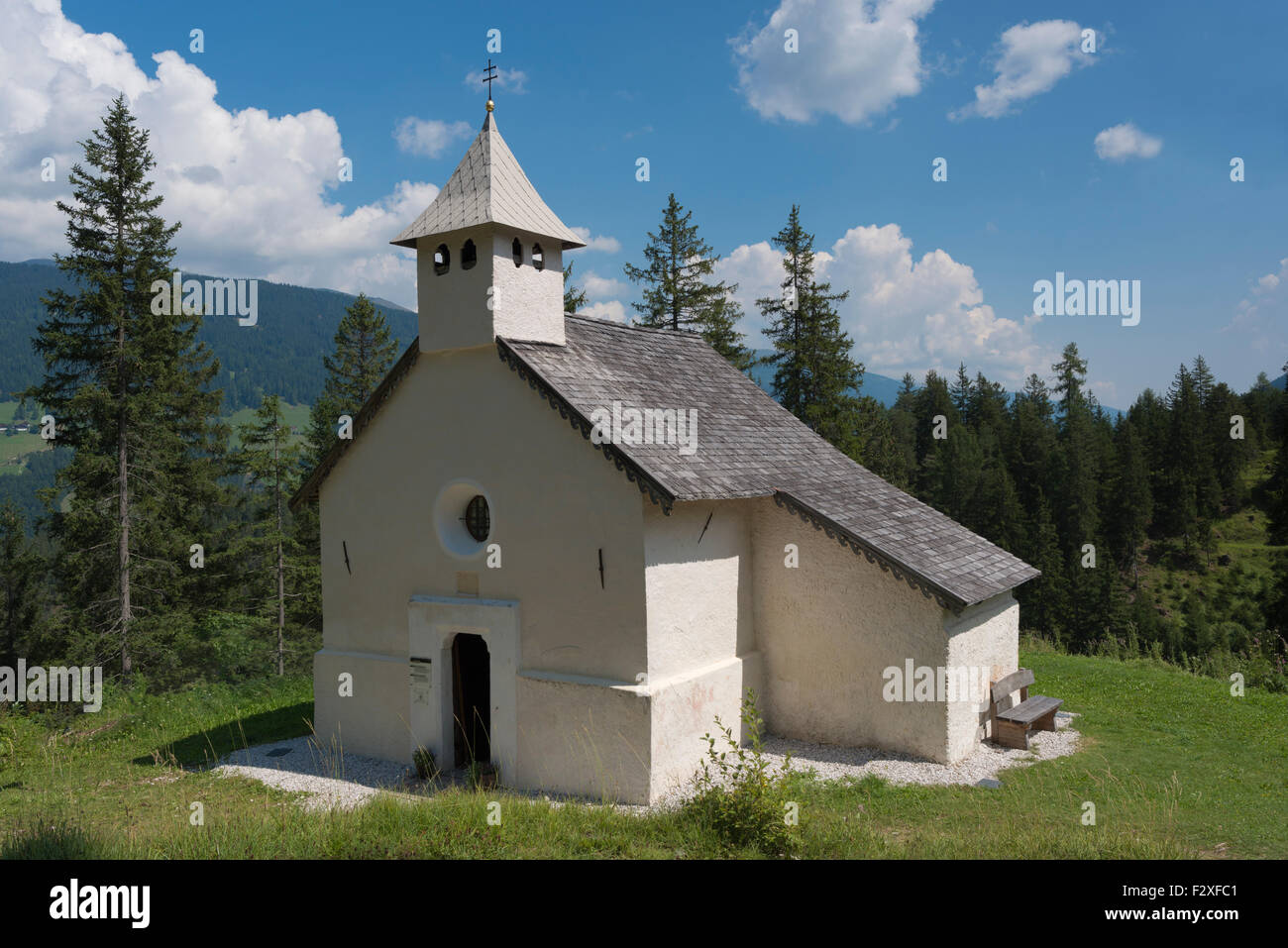 Chapel of St. Salvador, San Candido, 1594, Sesto Dolomites, nature park, Alps, South Tyrol, Trentino-Alto Adige, Italy Stock Photo