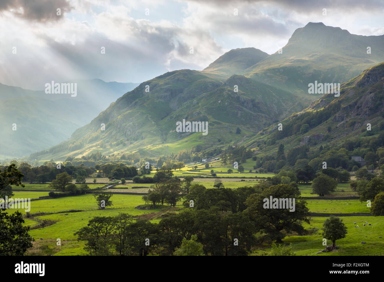 Langdale Pikes in the English Lake District. Stock Photo