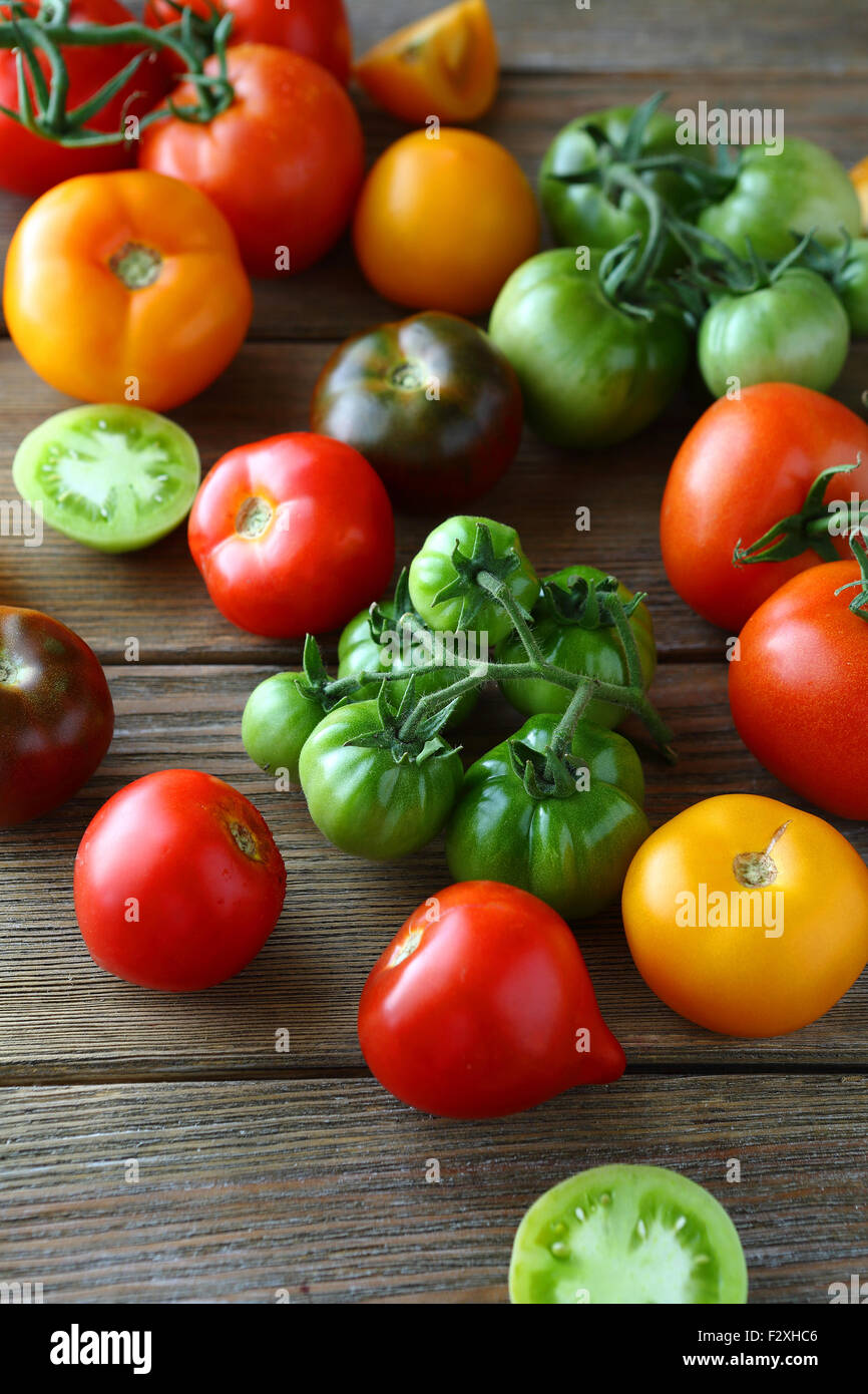 harvest of mix tomatoes, food closeup Stock Photo Alamy