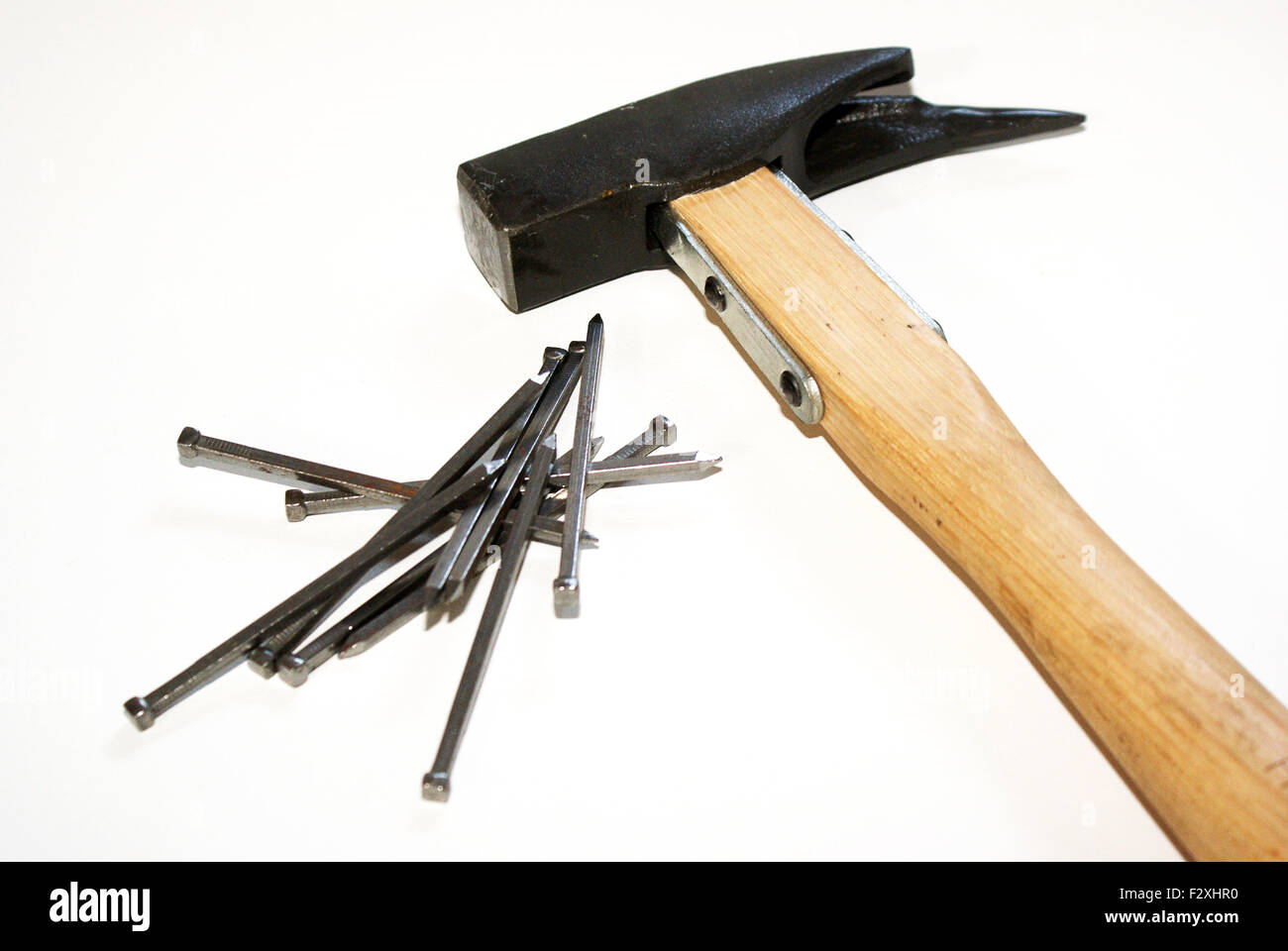 Isolated nails and hammer Stock Photo Alamy