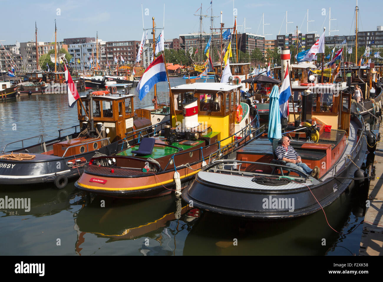 historic tugboats at Sail 2015 in Amsterdam Stock Photo