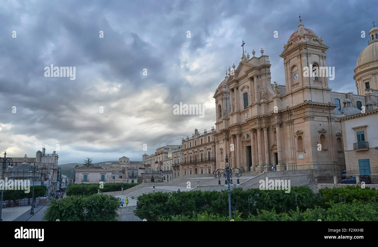Sicilian Baroque in the cathedral of Noto Stock Photo