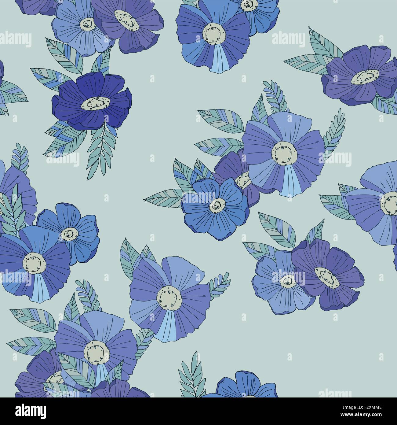 Blue flowers on white background Stock Vector Image & Art - Alamy