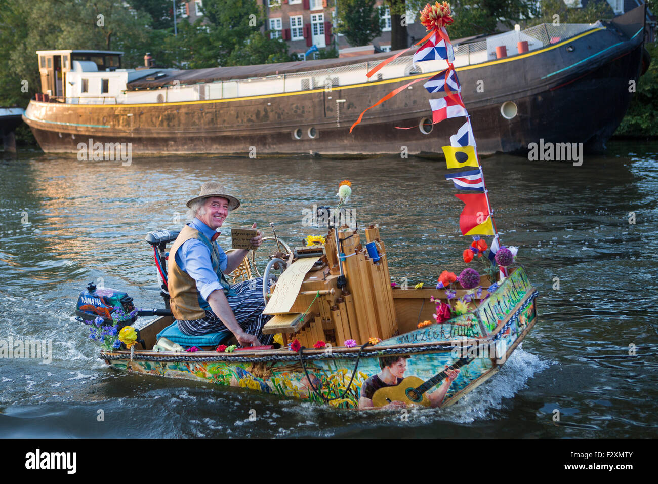 Boats at the Amsterdam canals during the 5 yearly Sail in 2015. Stock Photo