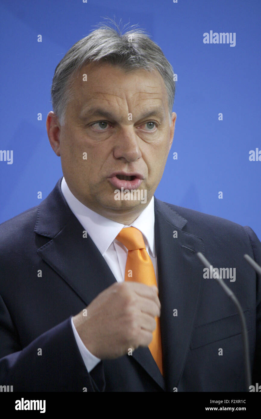 Viktor Orban - Treffen der dt. Bundeskanzlerin mit dem ungarischen Ministerpraesidenten, Bundeskanzleramt, 8. Mai 2014, Berlin. Stock Photo