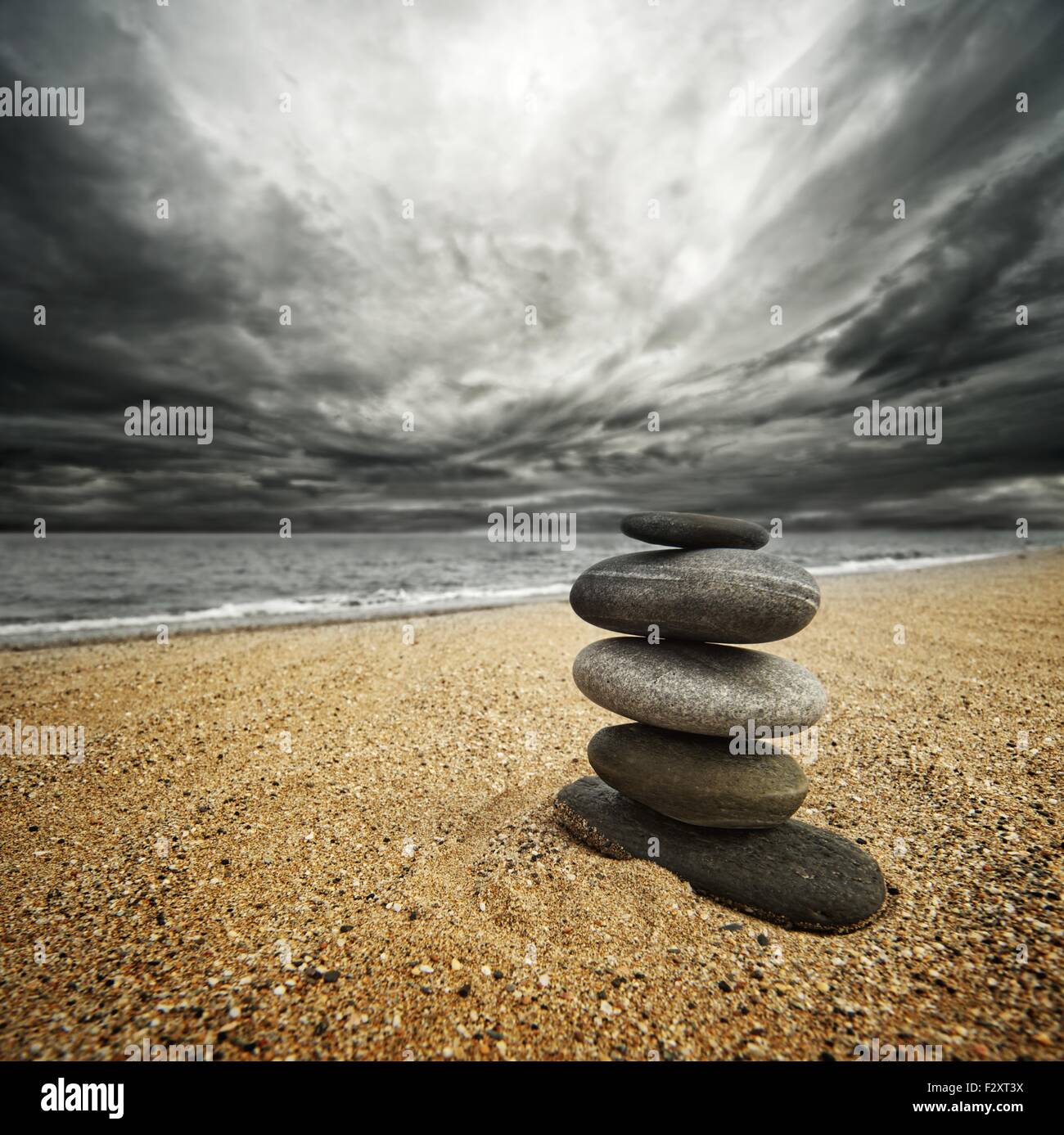 Stone tower on the beach Stock Photo - Alamy
