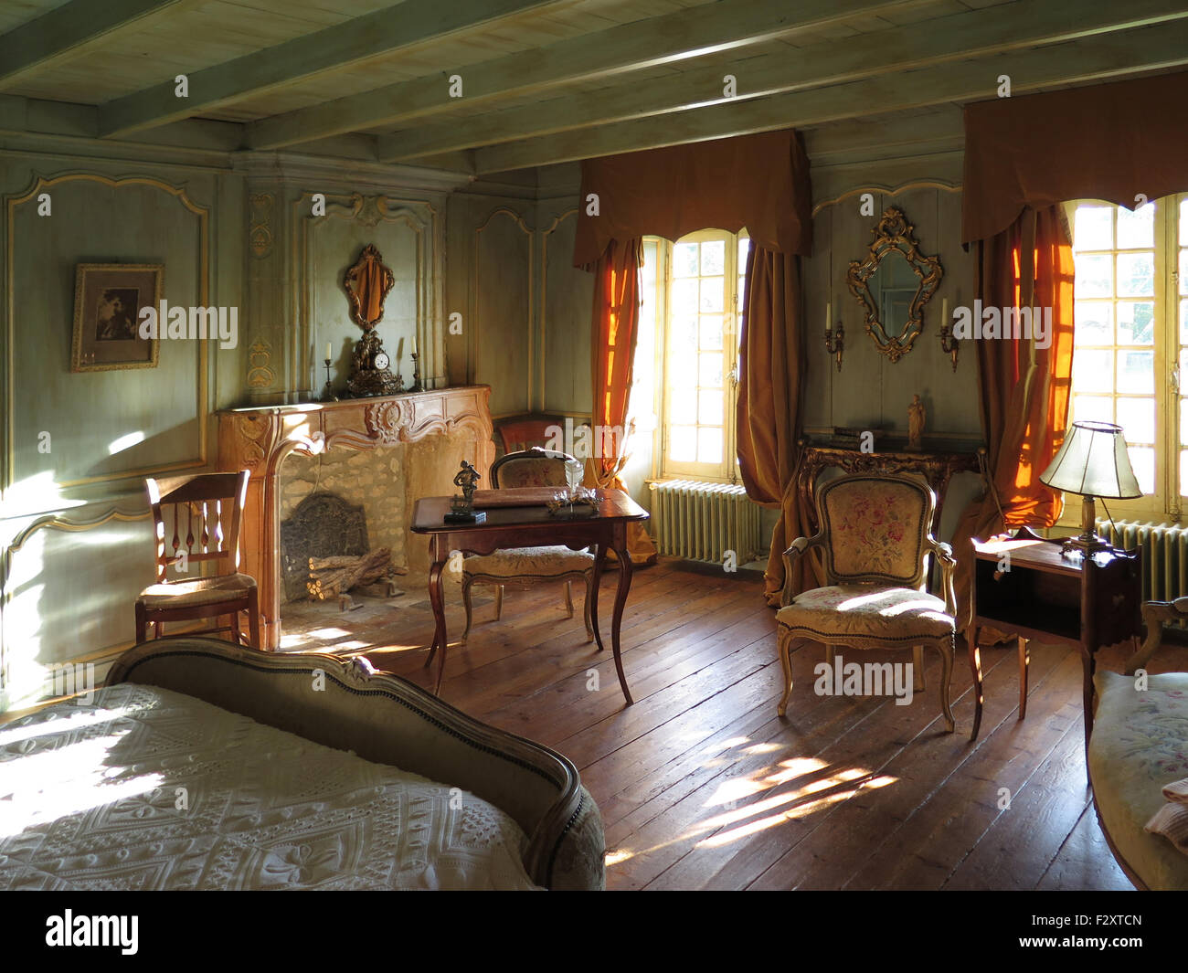 Ancient Victorian bedroom at B & B in France Stock Photo