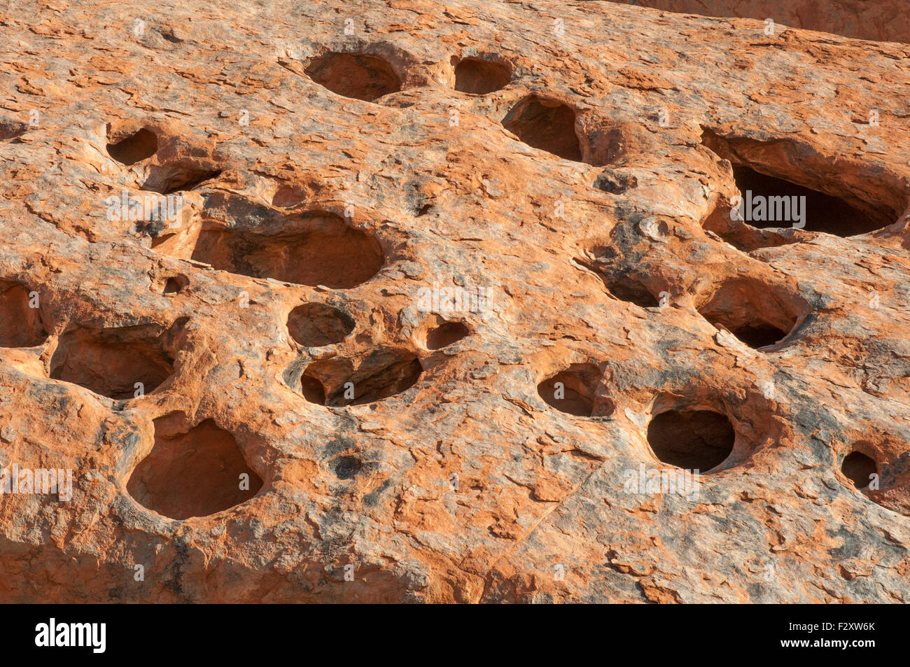 Pitted surface of Uluru or Ayers Rock, Central Australia Stock Photo