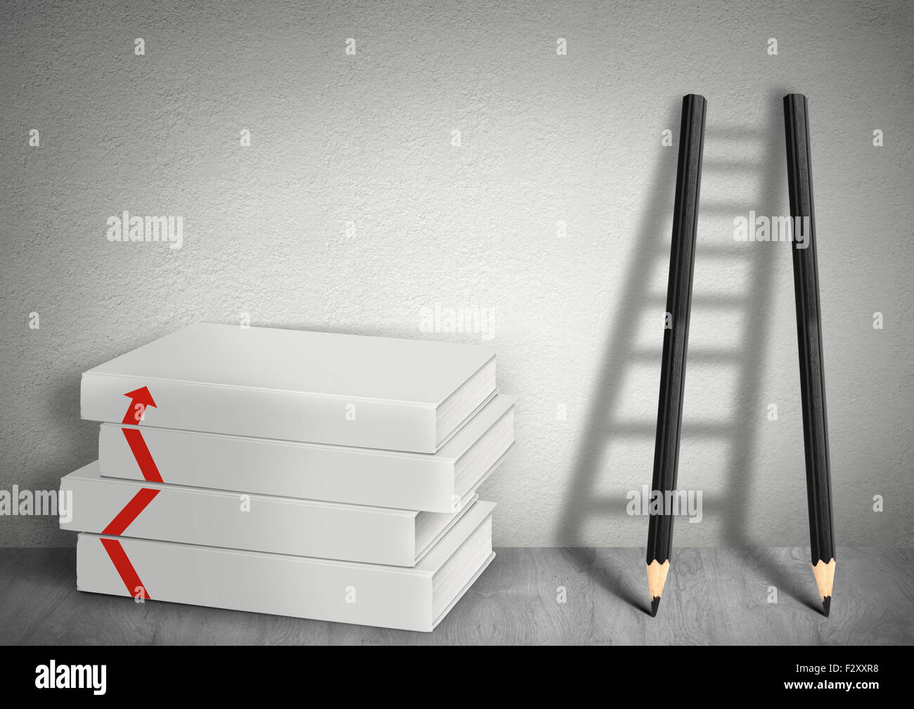 business development concept, books and Ladder from pencil Stock Photo