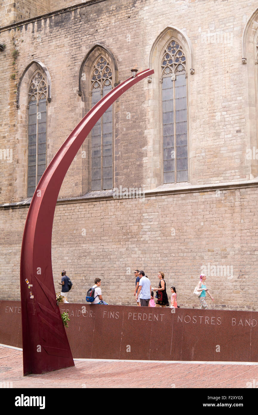Memorial to victims of the Siege of Barcelona Fossar de les Moreres Stock Photo