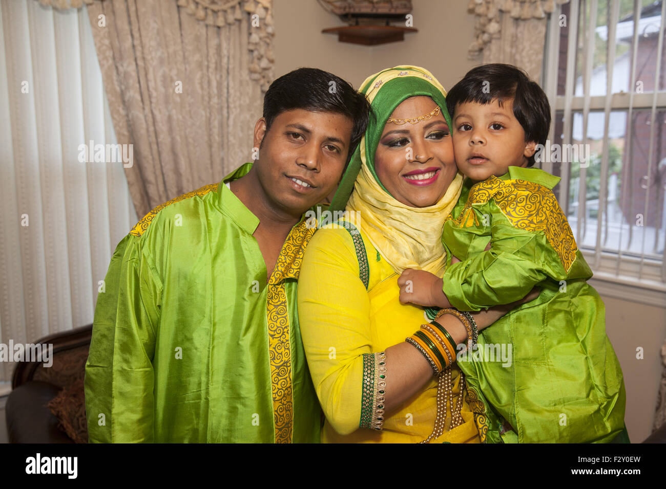 Portrait of a Bangladeshi family before the wedding of dad's brother