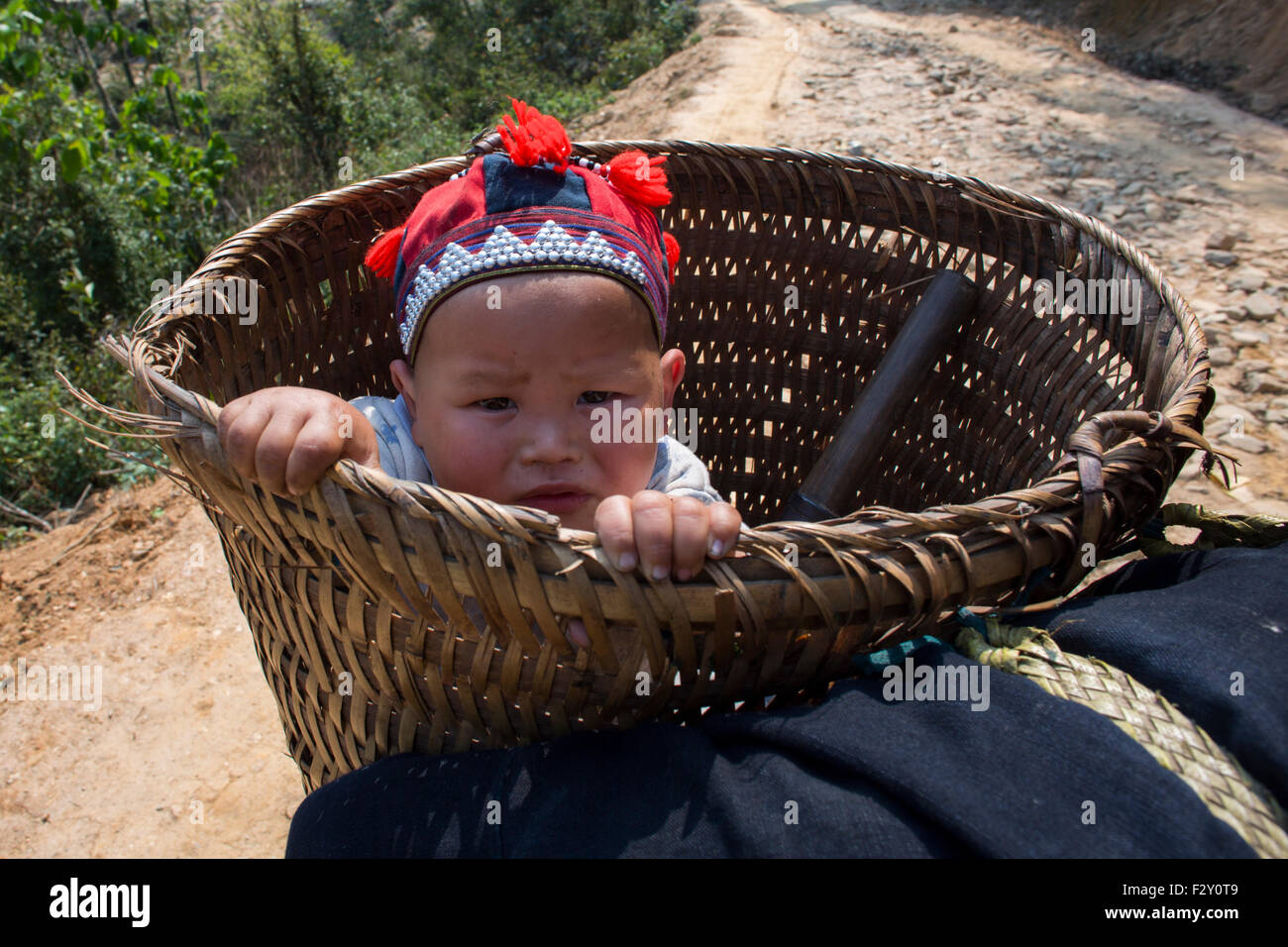Mother and baby from the ethnic Hmong tribe in Vietnam Stock Photo