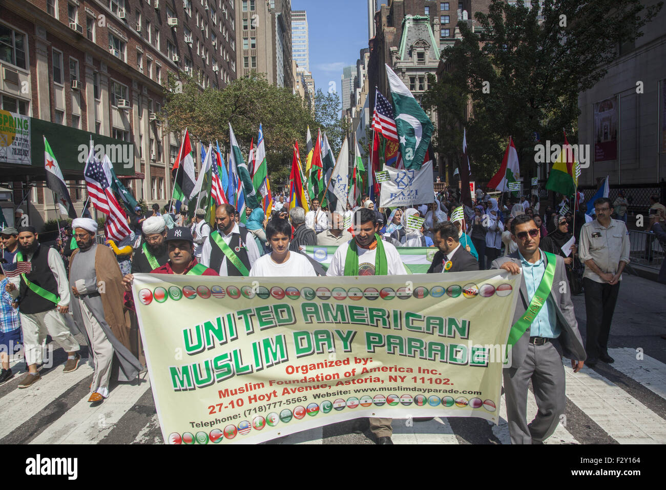 American Muslim Day Parade on Madison Ave. in New York City. Stock Photo