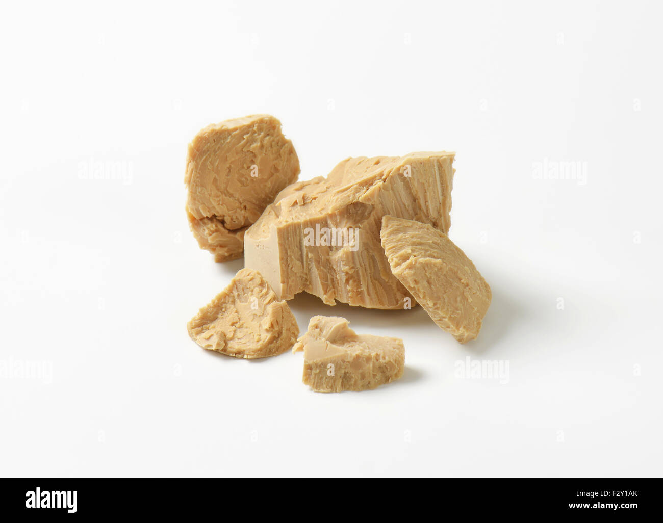 Pieces of compressed fresh yeast Stock Photo
