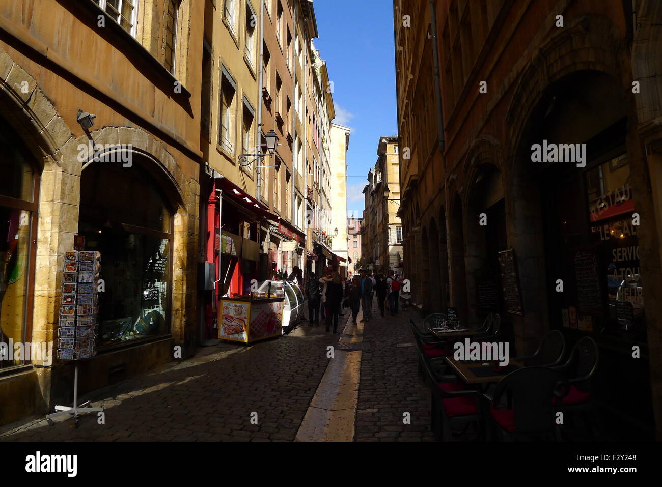 An Alley at Old City of Lyon, France Stock Photo