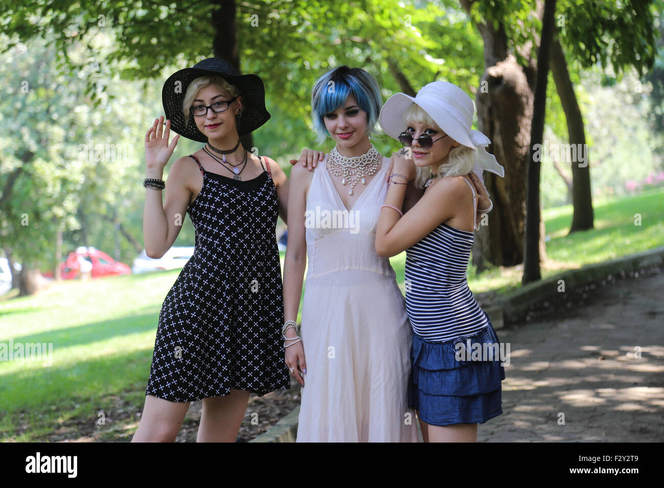 ISTANBUL, TURKEY - AUGUST 16, 2015: Girls in costume during cosplay meetin in Istanbul Yildiz park Stock Photo