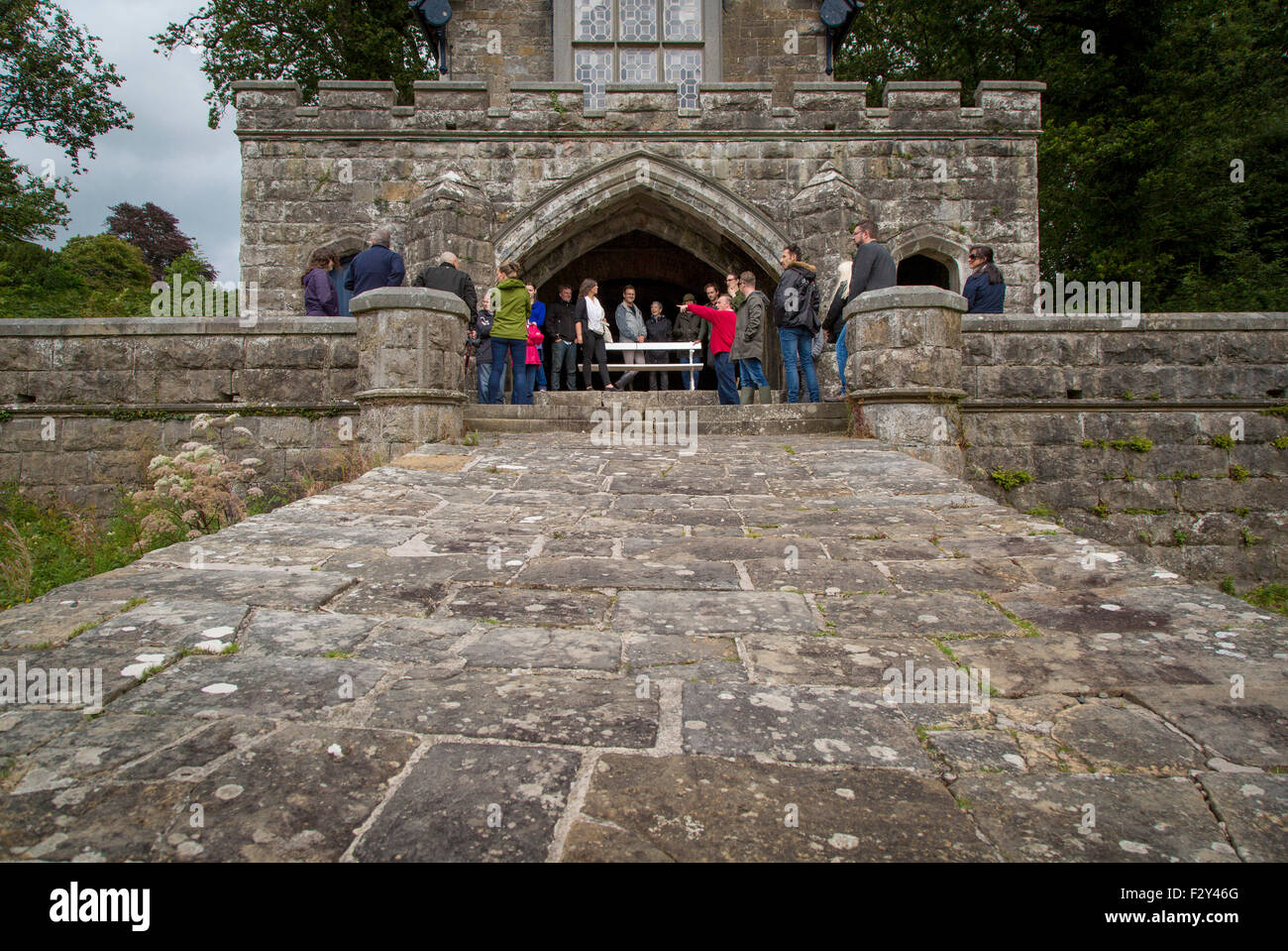 Viscount John Crichton leads a group on a tour of his ancestral home - Crom Castle and Estate, County Fermanagh, Northern Irelan Stock Photo