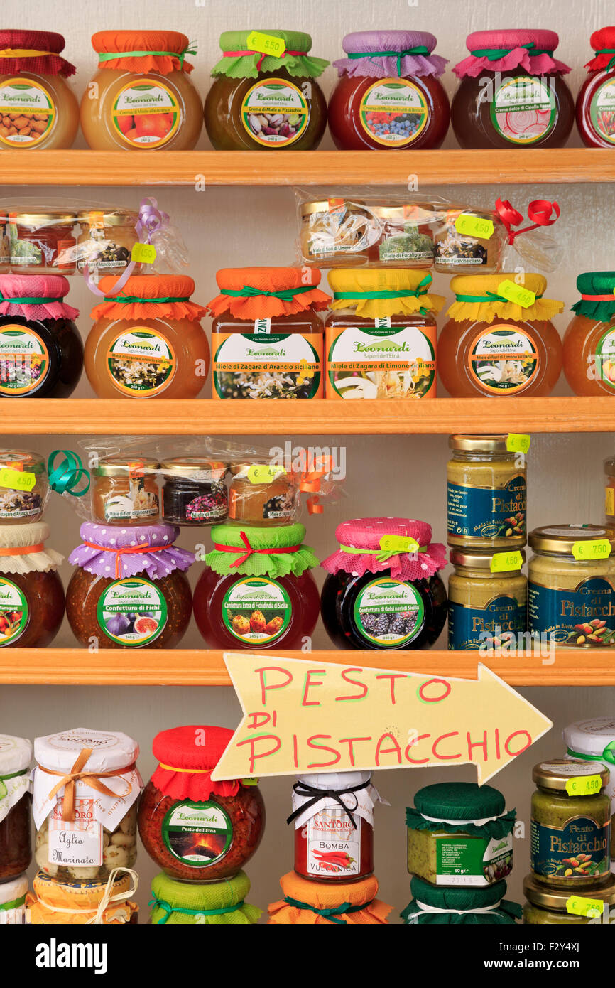 Store, Taormina City, Sicily Island, Italy, Europe Stock Photo