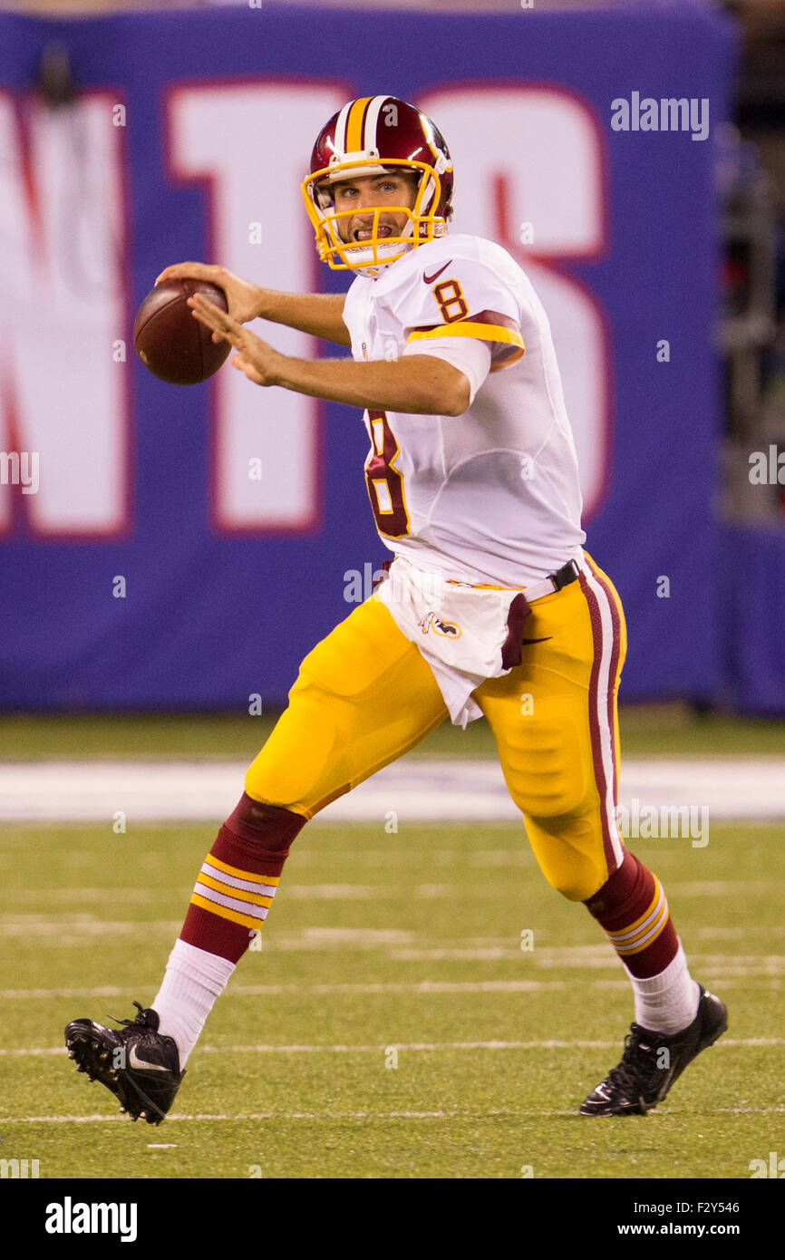 September 24, 2015, Washington Redskins quarterback Kirk Cousins (8) in  action during the NFL game between the Washington Redskins and the New York  Giants at MetLife Stadium in East Rutherford, New Jersey.