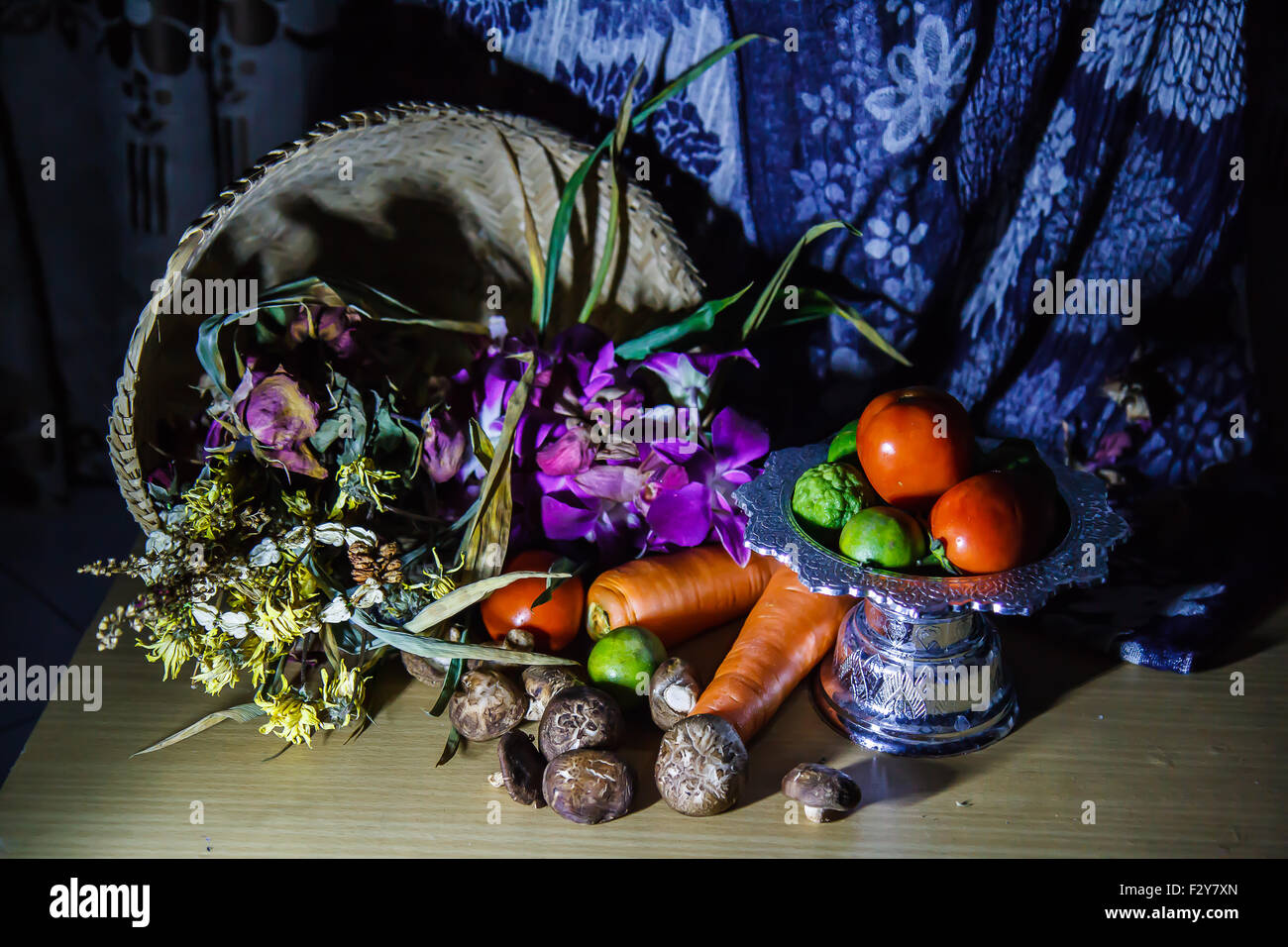 Flowers and Fruits still life Stock Photo - Alamy
