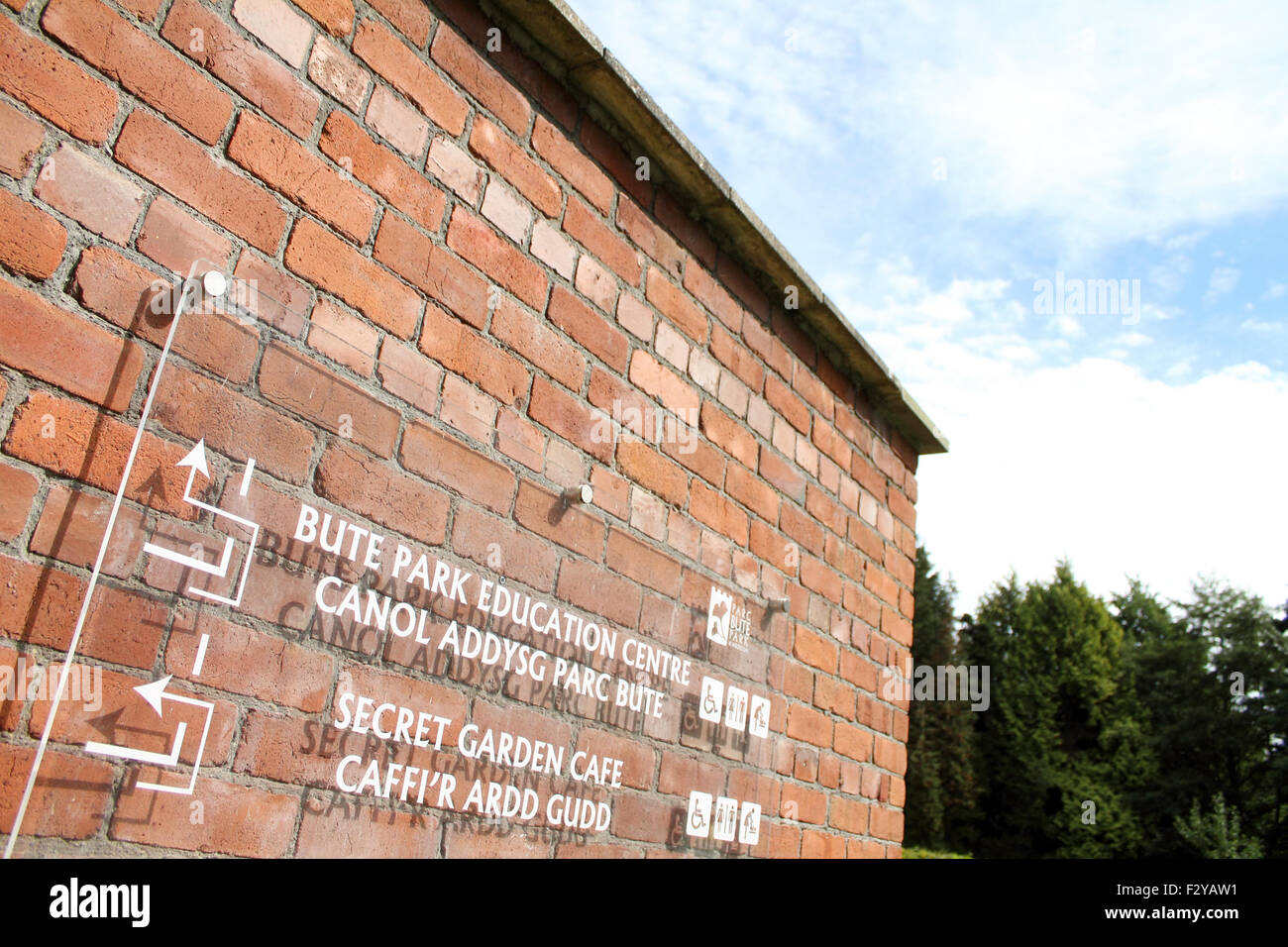 Bute Park sign at the Secret garden cafe, Cardiff, Wales, UK Stock Photo