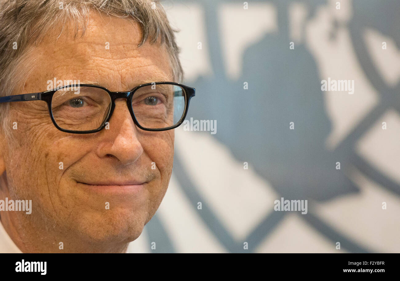 New York City, United States. 25th Sep, 2015. Bill Gates attends the New Sustainable Development