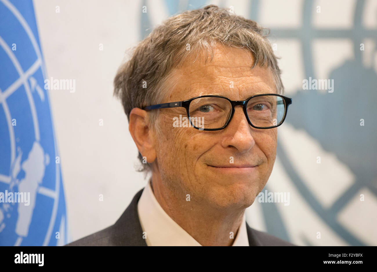 New York City, United States. 25th Sep, 2015. Bill Gates attends the New Sustainable Development Goals meeting at the United Nations Headquarters in New York City. Credit:  Luiz Rampelotto/Pacific Press/Alamy Live News Stock Photo