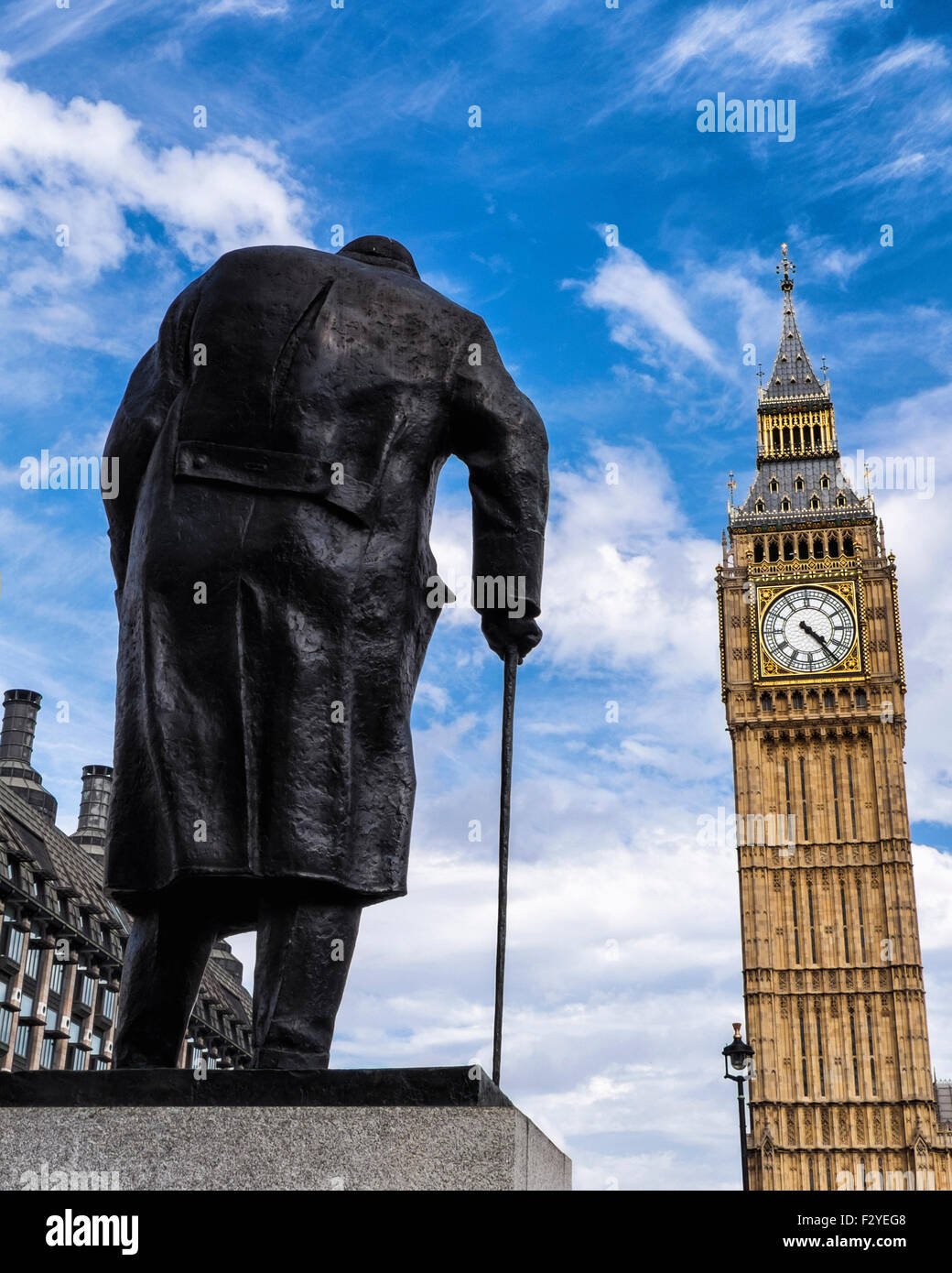 Winston Churchill bronze statue, Parliament Square London. Famous