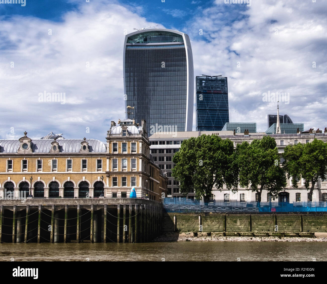 London, Old and New architecture, Controversial 'Walkie Talkie' Skyscraper and riverside buildings Stock Photo