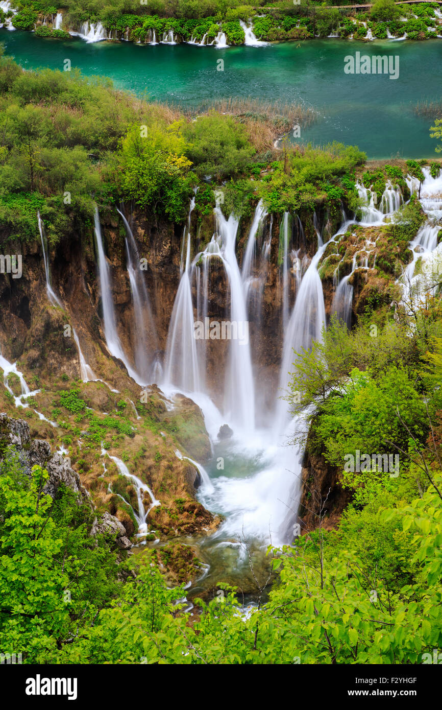 Waterfalls in Plitvice National Park, Croatia Stock Photo