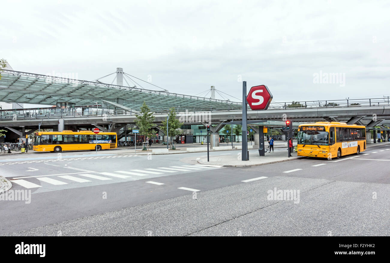 Flintholm Transport Interchange between Metro S-tog (trains) and buses in Copenhagen Denmark Stock Photo