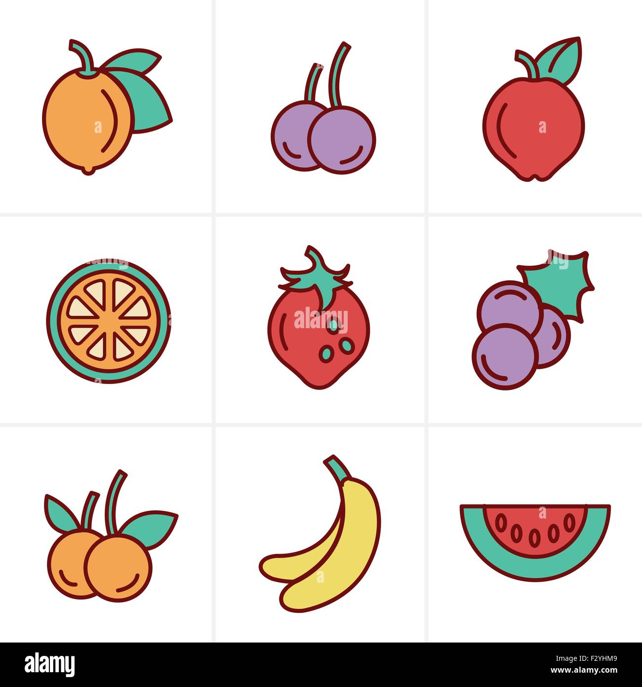 Icons Style Fruit Icons Set, Vector Design Stock Vector Image & Art - Alamy