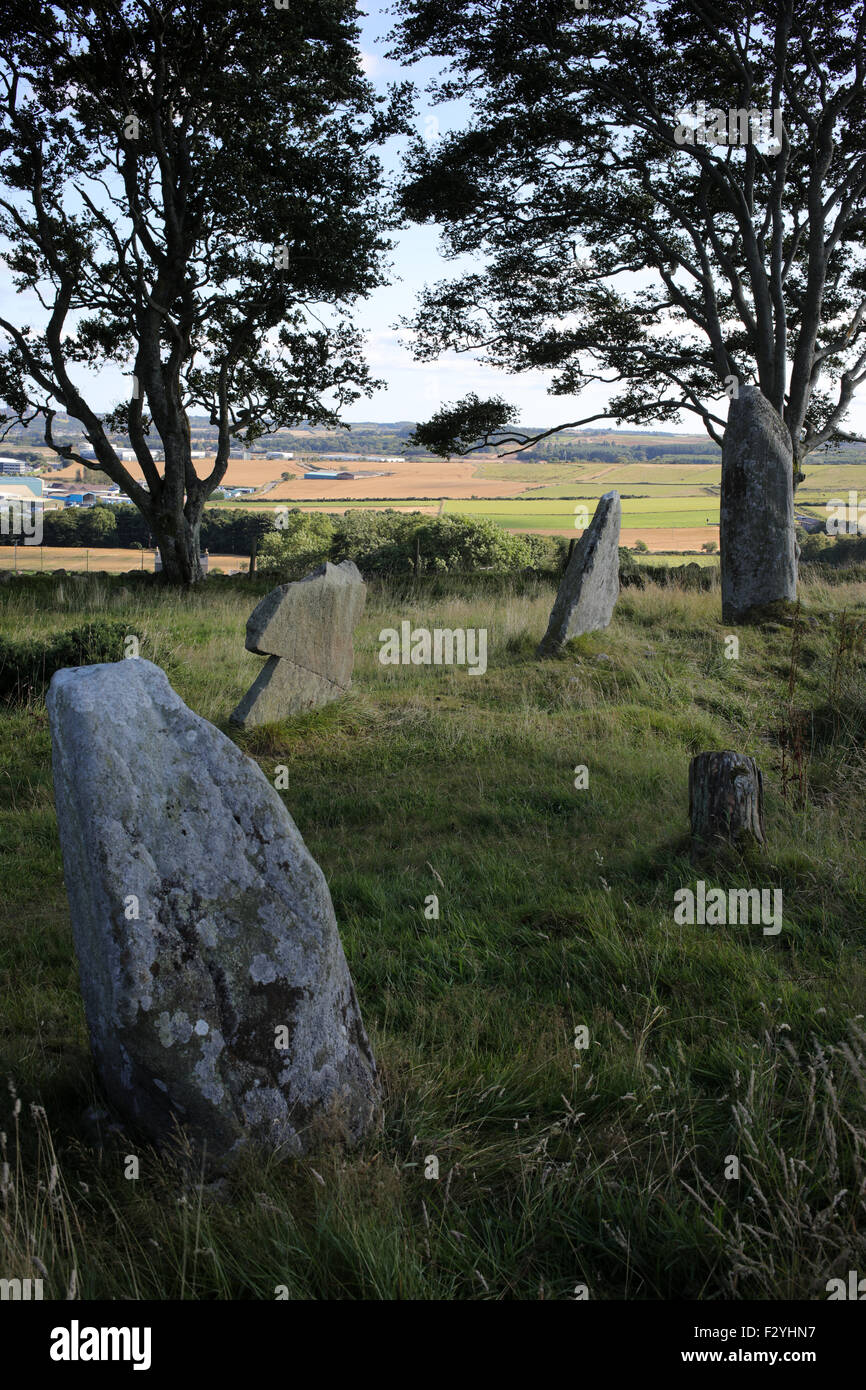 Stone circle and standing stones Kirkhill forest Aberdeen city
