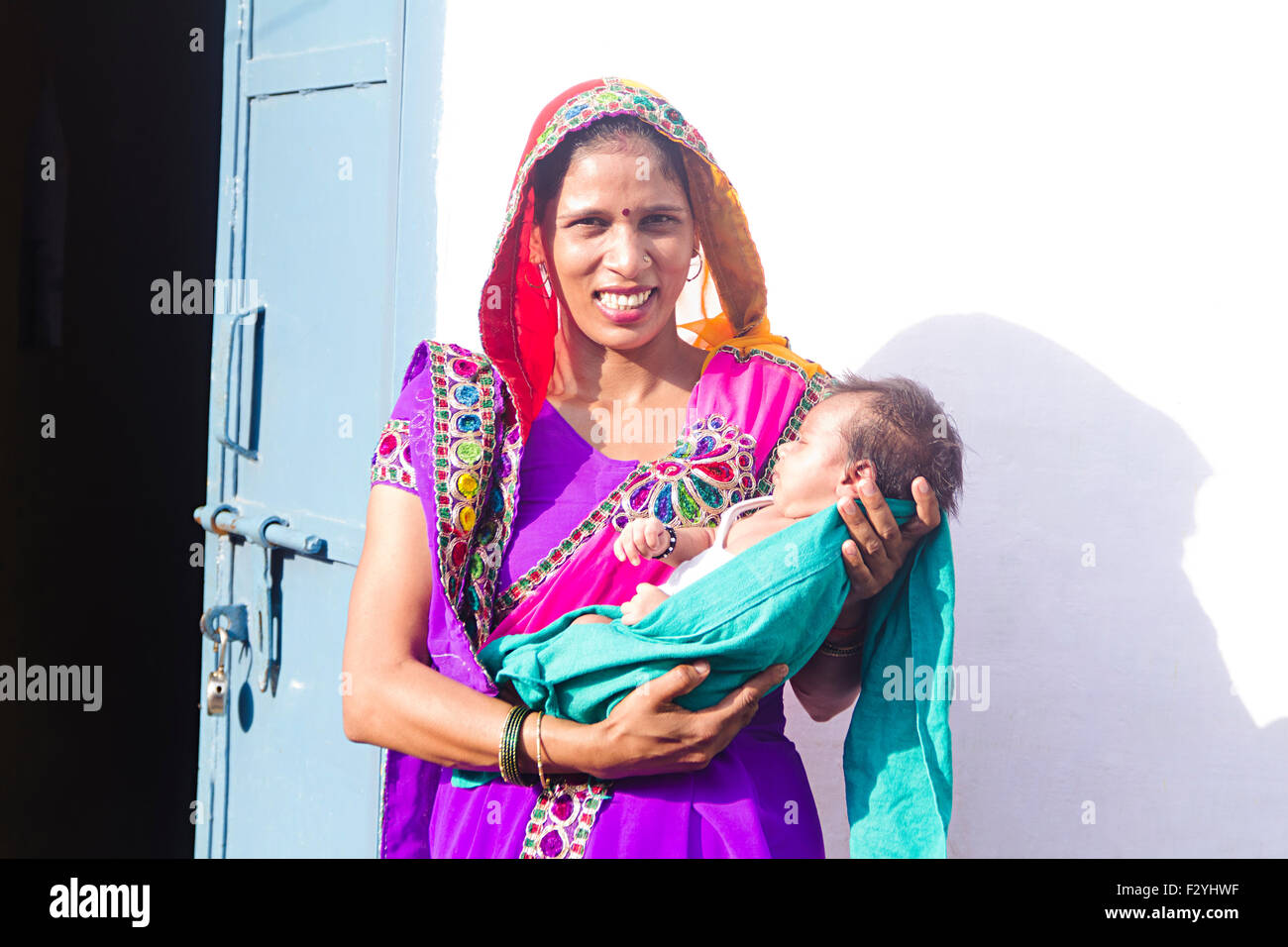 1 indian rural villager Parents and kids Caring Stock Photo - Alamy